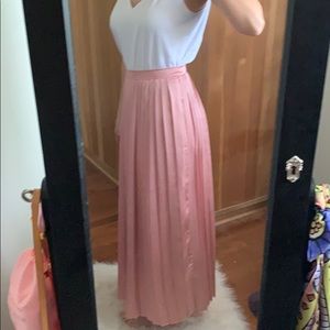 Long pale silky pink skirt